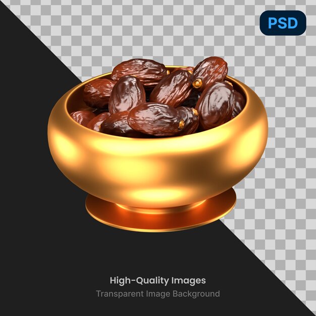 PSD icona 3d di un frutto di datteri ramadan kareem set di icone 3d