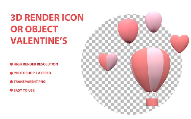 3d icon decoration valentine psd format