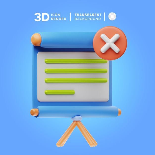 PSD 3d icon delete slide illustration