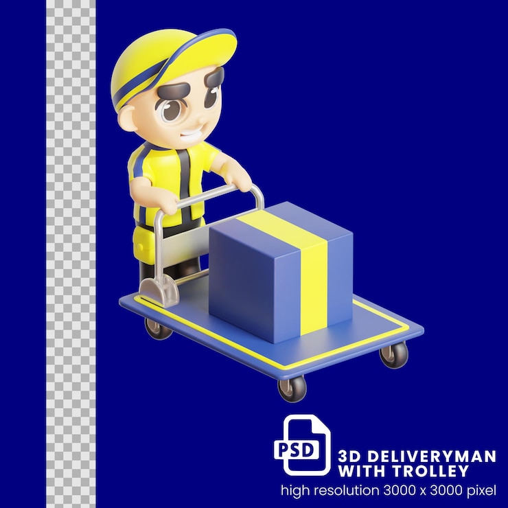 PSD 3d icon 配送员快递员