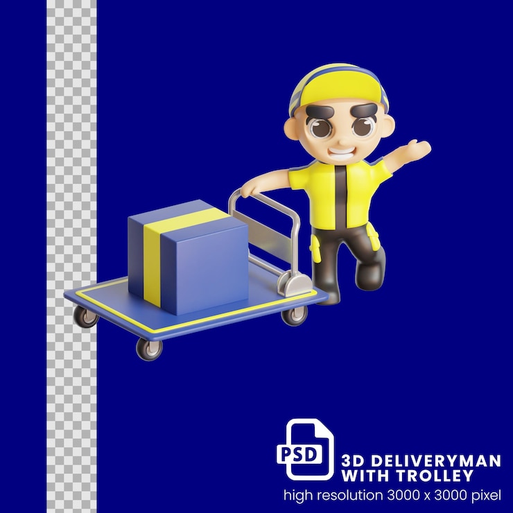 PSD 3d icon 配送员快递员