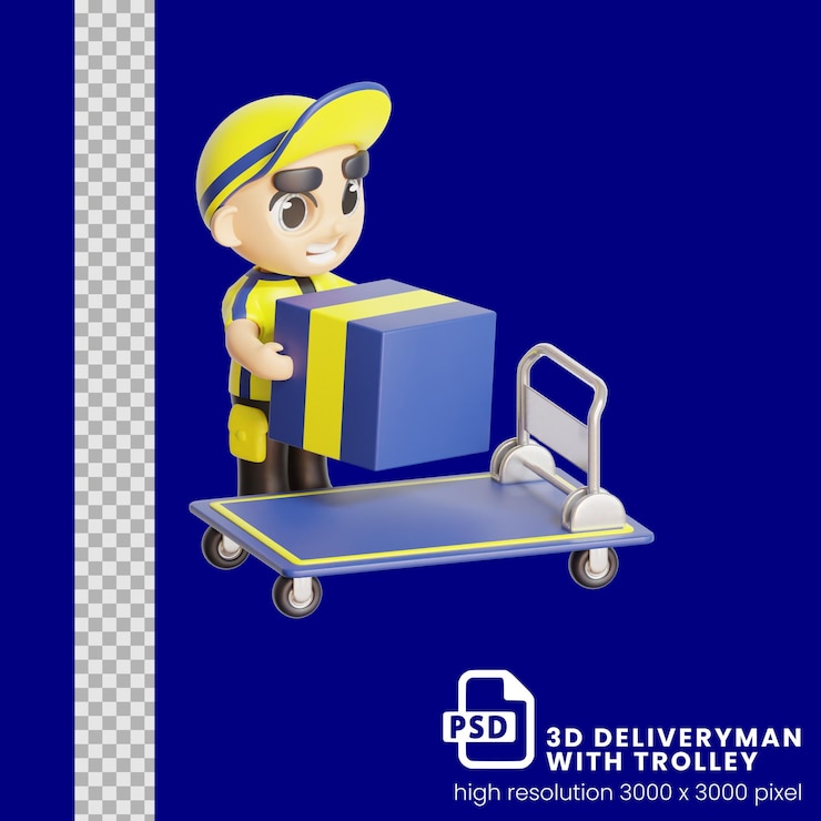 PSD 3d icon 配送员快递员