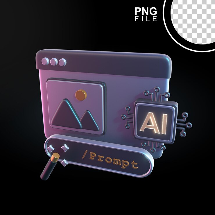 PSD 3d icon design of ai graphic prompt generator