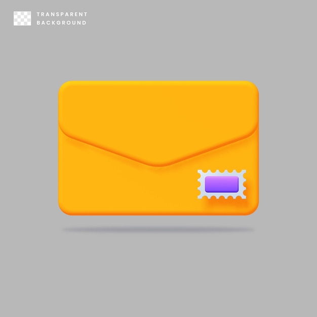 3D icon design envelope with stamp post