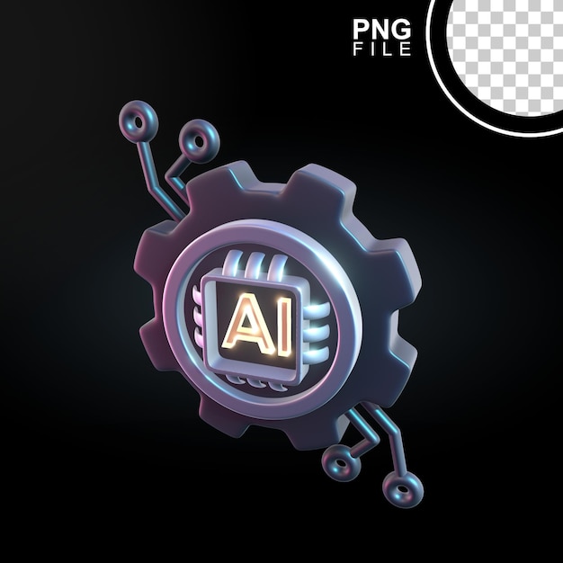 3D Icon Design of AI Chip in Gear