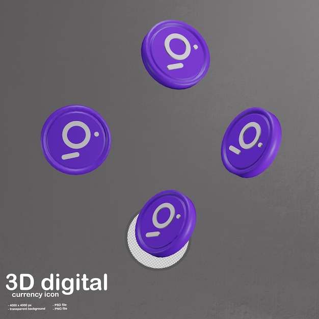 PSD 3d icon digital cryptocurrency grt