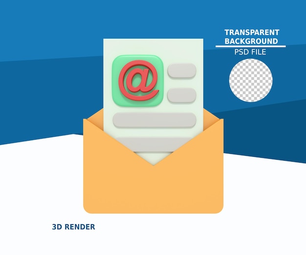 PSD icona 3d della strategia di email marketing digitale