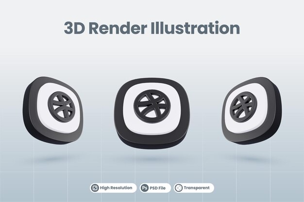 3d icon dribbble social media logo isolated render