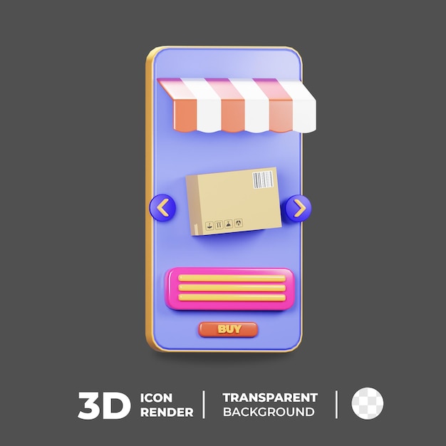 PSD 3d icon e-commerce box