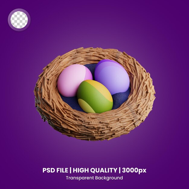 PSD 3d icon easter egg on bird nest