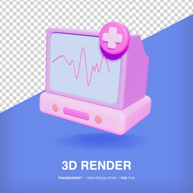 3d icon ecg monitor