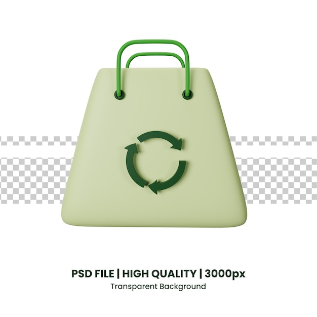 PSD 3d значок эко сумка, изолированные на прозрачном фоне