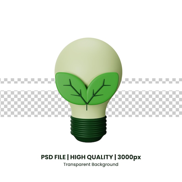 PSD icona 3d eco lampadina isolato su sfondo trasparente