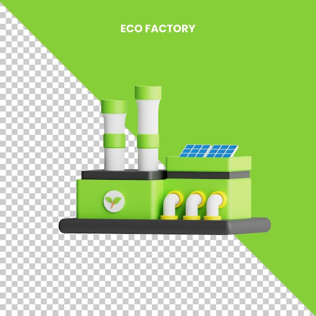 PSD 3d icon eco factory isolated on the transparent background