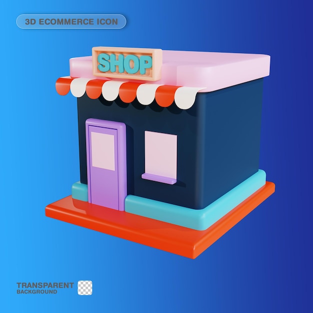 Магазин электронной коммерции 3D Icon для веб-сайта Landing Page Banner Marketing Source Presentation