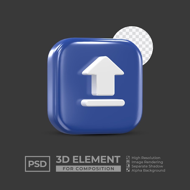 3d icon element social media for composition premium psd