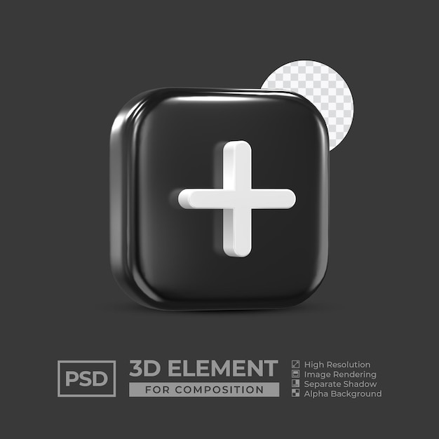 3d icona elemento social media per composizione premium psd