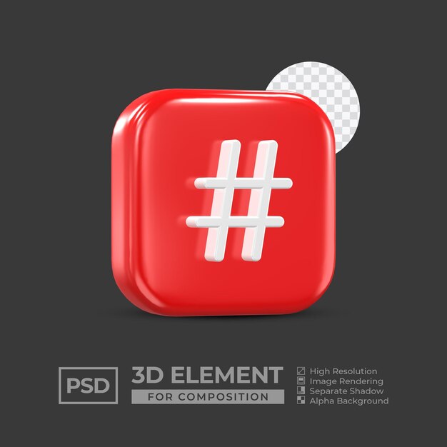 PSD 3d icon element social media for composition premium psd