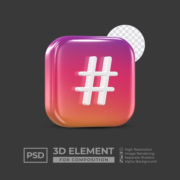 3d icona elemento social media per composizione premium psd