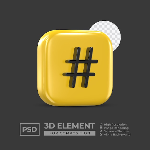 3d icon element social media for composition premium psd