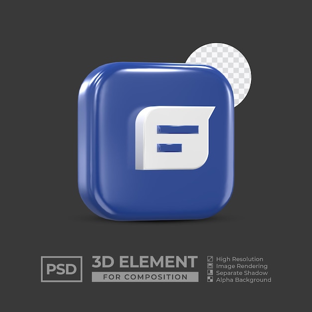 PSD 3d icon element social media for composition premium psd