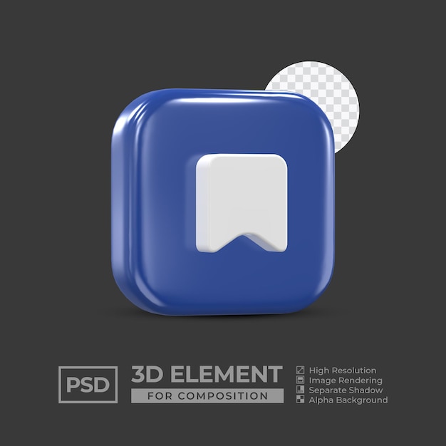 3d icon element social media for composition premium psd
