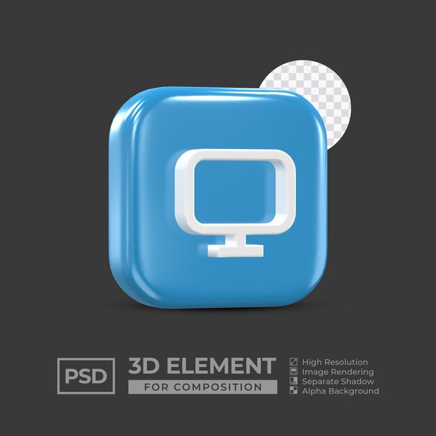 3d icon element social media for composition premium psd