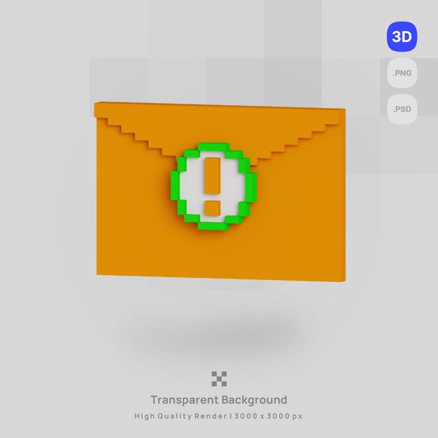 PSD 3d icon email internet security voxel illustration concept icon