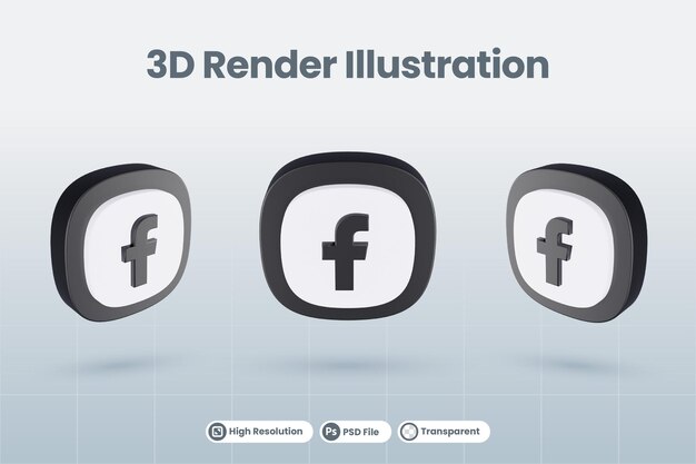 3dアイコンfacebookソーシャルメディアロゴ分離レンダリング