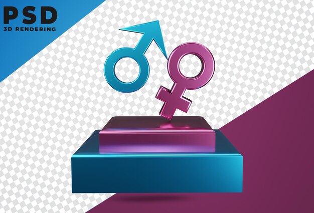 3d icon female and male gender isolate