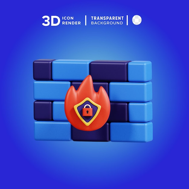 PSD illustrazione del firewall a icona 3d