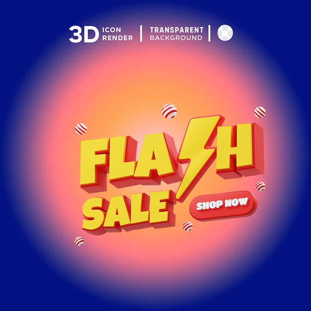 3d icon flash sale shop now ilustration