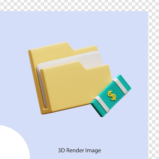 PSD 3d icon folder with money