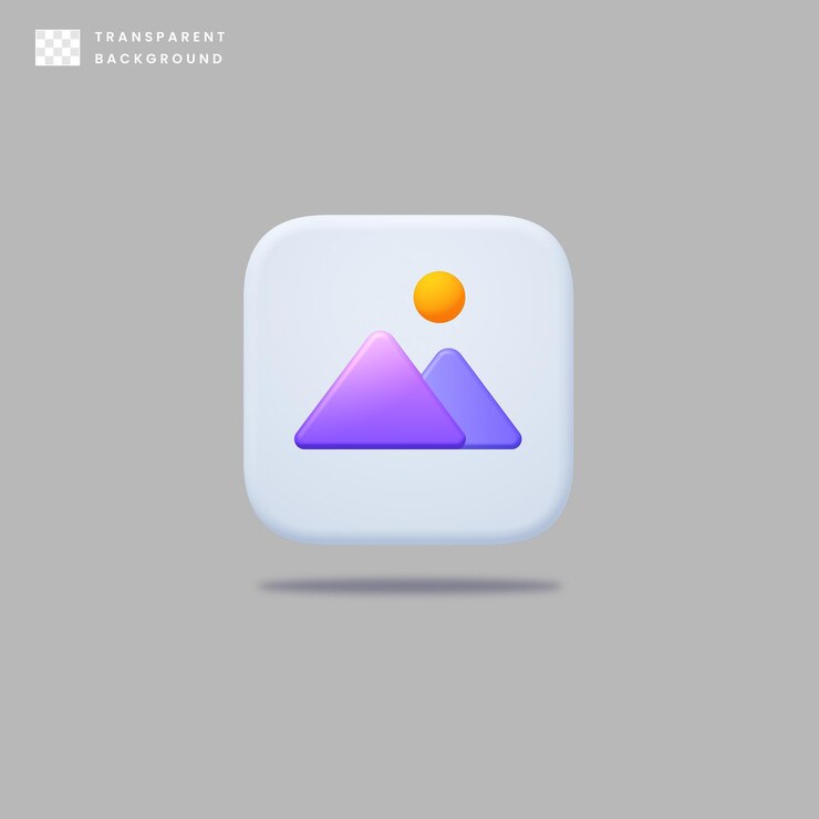 PSD 3d icon gallery image with mountain and sun view