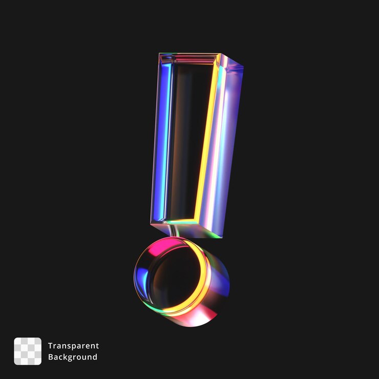 PSD 3d icon of a glass exclamation mark
