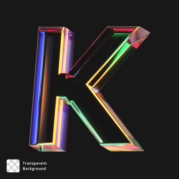 3d icon of a glass letter k