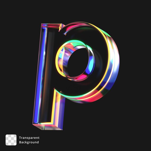 PSD 3d icon of a glass letter p