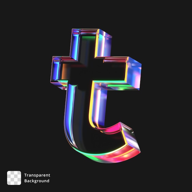 3d icon of a glass letter t