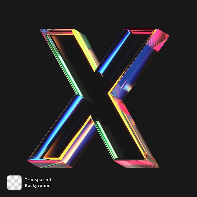 유리 문자 X의 3d 아이콘