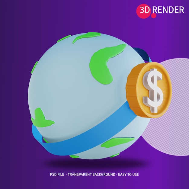 3d icon global money