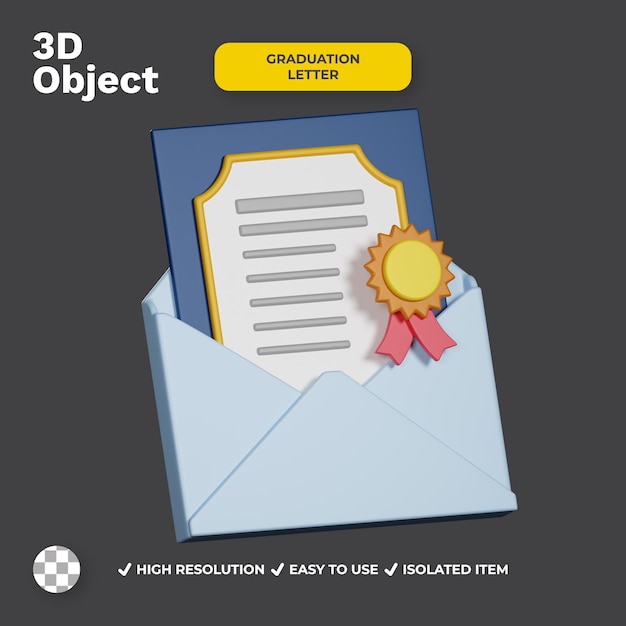 3D ICON GRADUATION LETTER