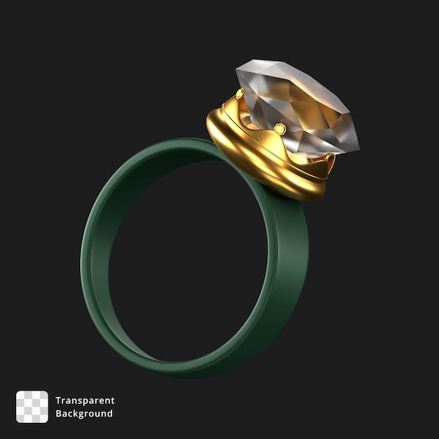 3d icon of a green diamond ring