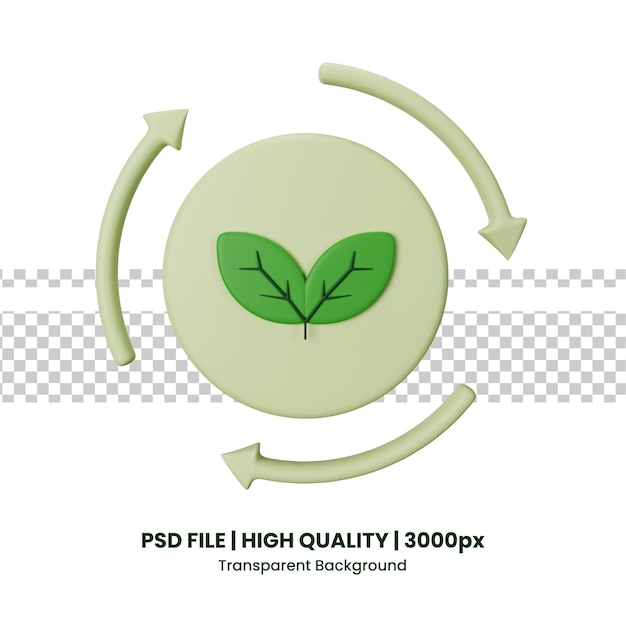 3d icon green energy isolated on the transparent background