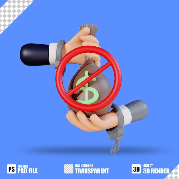 3d icon hand and money for anti corruption day 9