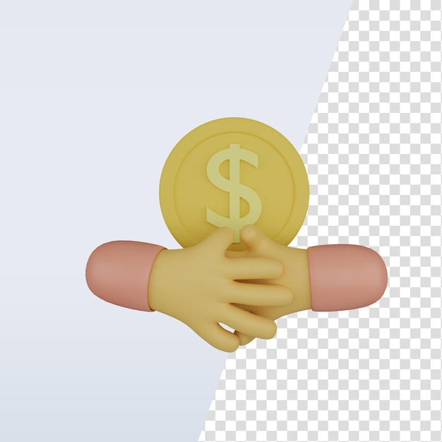 3d значок руки с монетой