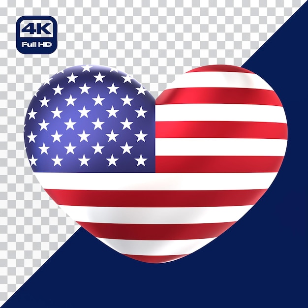 PSD 3d icon heart 4th july independence day