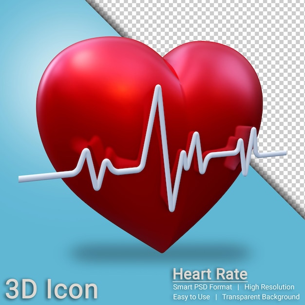 PSD 3d icon heart medical with transparent background