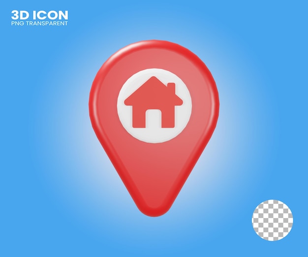 3d icon home location with on transparent background