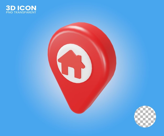 3d icon home location with on transparent background