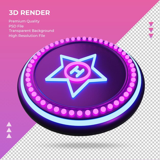 PSD 3d icon hotel star hotel neon sign rendering right view